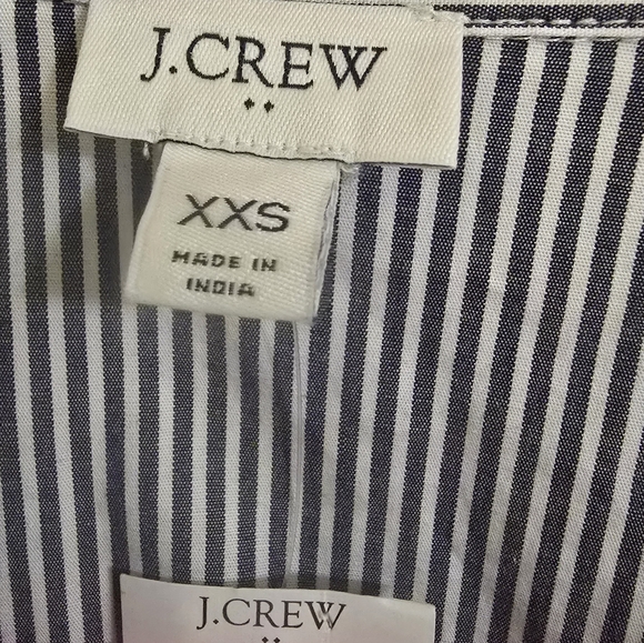 NWT J. Crew Striped Puff Sleeve Ruffle Collar Button-Up Women's Top Size: XXS - Picture 3 of 7